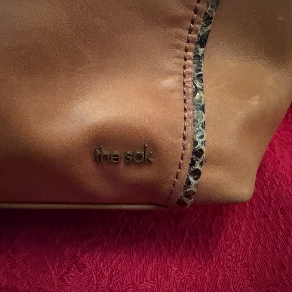 The Sak Ashby Tan w/ Snakeskin trim Leather Satchel - Picture 3 of 6